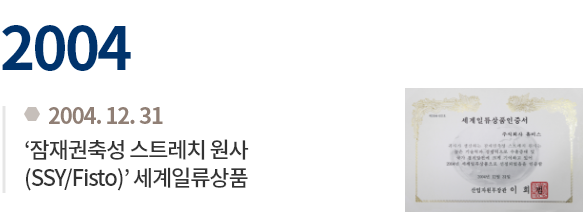2004.12.31 '잠재권축성 스트레치 원사(SSY/Fisto)' 세계일류상품