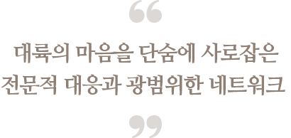 대륙의 마음을 단숨에 사로잡은 전문적 대응과 
                                광범위한 네트워크